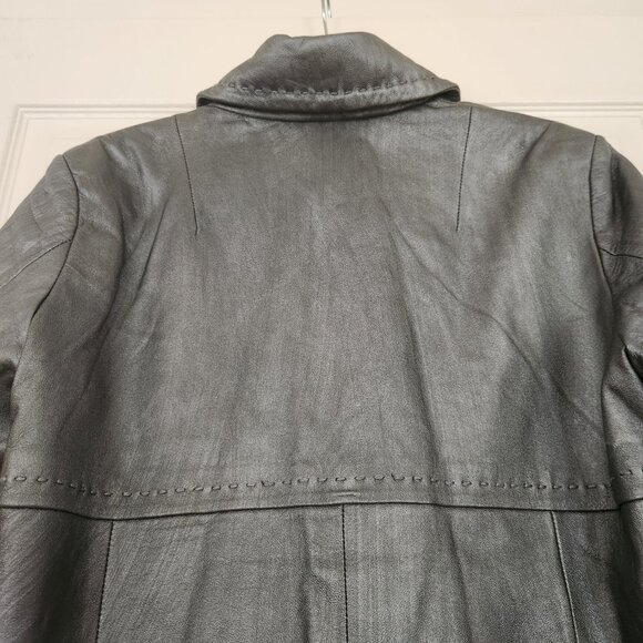 CHICO'S women's jacket 100% Genuine Leather Gray/Silver size 2 2-sides - Picture 7 of 8